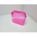Attractive Fluorescent Pink PVC Piping Square Pouch w Zipper